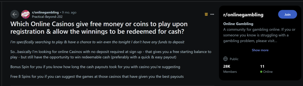 R Gambling: Which online casinos give free money or coins?